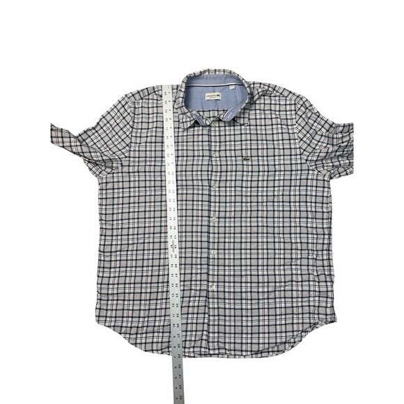 Lacoste Plaid Long Sleeve Button Down Shirt Mens Size 45 (XL-2XL) Cotton Casual - Picture 8 of 10